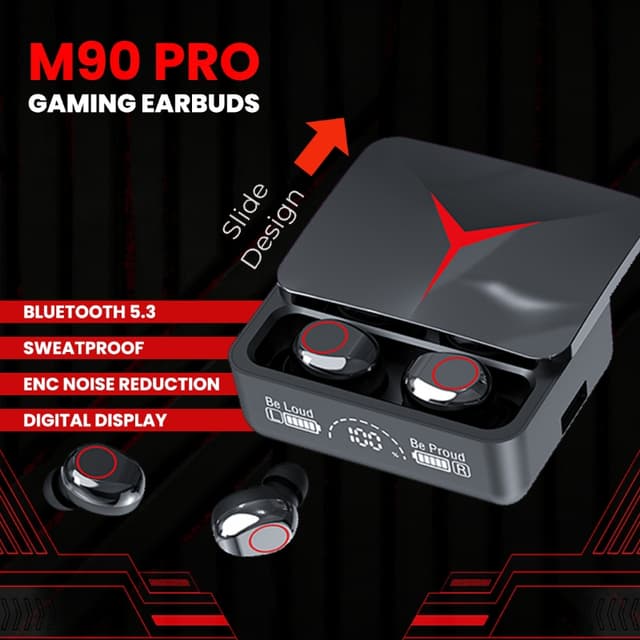M90 Pro Bluetooth Earbuds Big Battery Gaming Type C