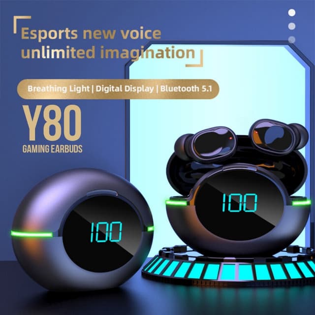 Y80 True Wireless Digital Display Gaming Earbuds