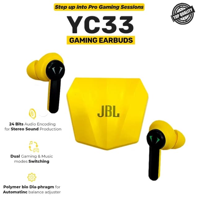 YC33 JBL Pure Sound Wireless Gaming Earbuds Best Bass Surround Sound