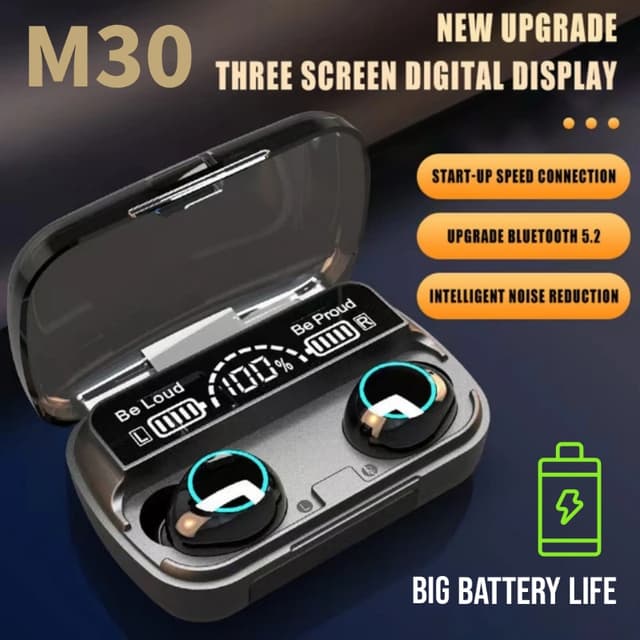 M30 Earbuds Bluetooth Big Battery Digital Display